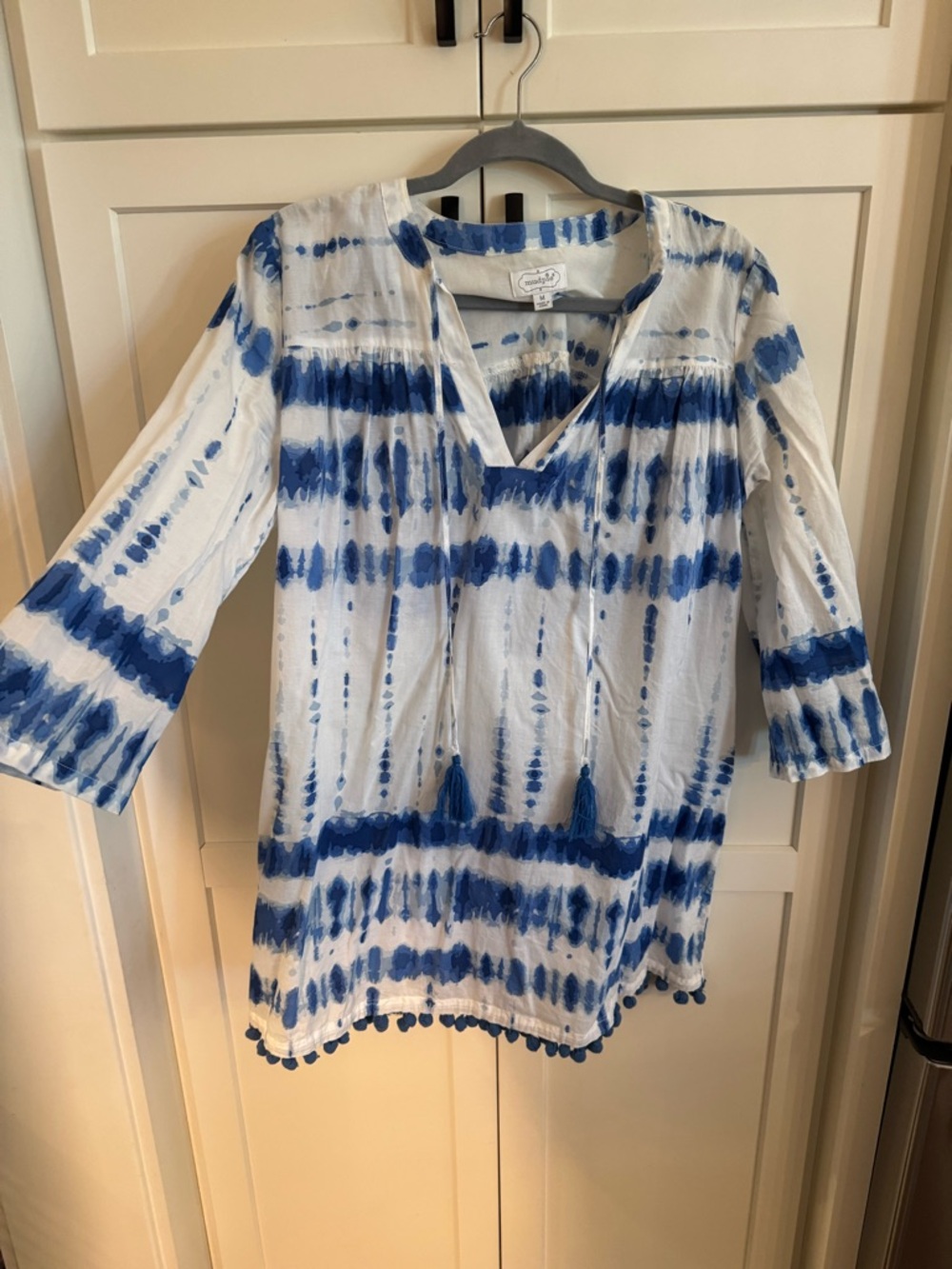 Mud Pie Blue and White Tie-Dye Tunic Swim Coverup